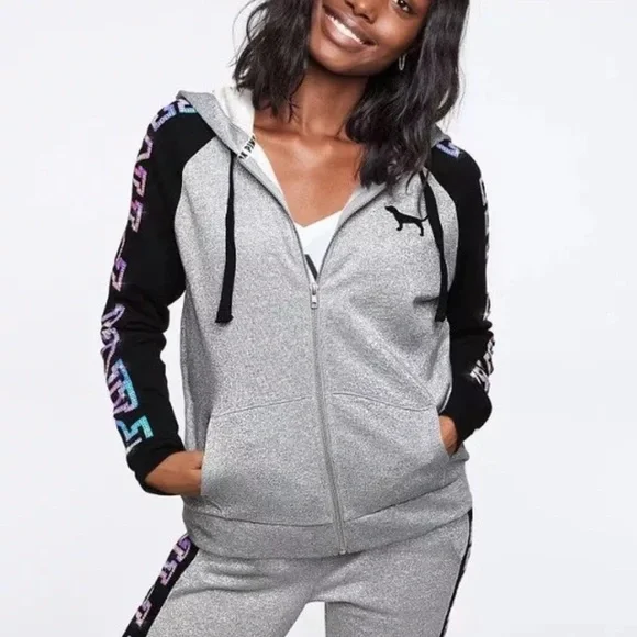PINK Victoria's Secret luxurious limited edition Gray and Black Tracksuit